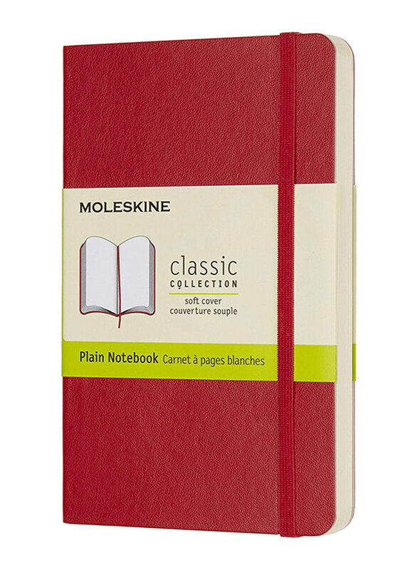 

Moleskine Classic Plain Paper Notebook with Soft Cover & Elastic Closure, 9 x 14cm, Scarlet Red