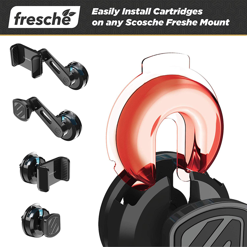 Scosche Universal Fresche Car Mount with 2 Packs Air Freshener Refill Cartridges, Cherry Red
