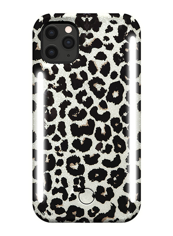 

Lumee Apple iPhone 11 Pro Duo Mobile Phone Case Cover, with Selfie Light, Leopard Glitter, Black/White