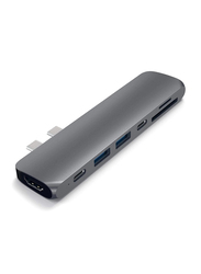 Satechi Aluminum USB Type-C Pro Hub Adapter for Apple MacBook Pro/Air, 4K HDMI, Space Grey