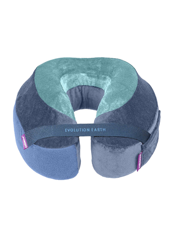 Cabeau Evolution Earth Eco-Friendly Memory Foam Neck Pillow with Chin & Neck Support, Water Blue