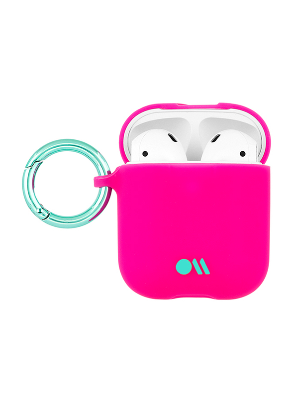 Case-Mate Hook Ups Case with Neck Strap for Apple AirPods, Fushia Dark Pink