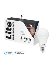 Lite Bulb Moment E27 A60 RGB LED Lamp, 2700-6500K Wifi & Bluetooth, 8.5W, 3 Pieces, White