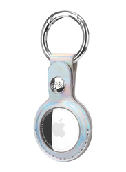 Case-Mate Apple Leather AirTag Keychain Case, Iridescent Silver