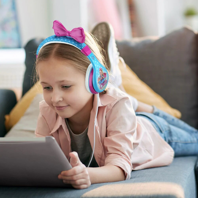 KidDesigns Jojo Siwa Kid Safe Wired Headphone for Kids Blue Pink White DubaiStore Dubai