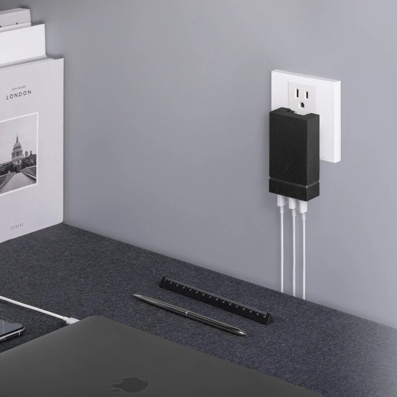 Native Union Smart Hub Wall Charger, with 1 USB Type C PD and 2 x USB Type A Adapter, 45W, Slate