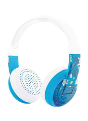 BuddyPhones Wave Bluetooth On-Ear Waterproof Headphones with Mic, Robot Blue
