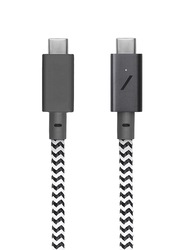 Native Union 8-Feet Belt Pro Braided 100W PD USB Type-C Cable, USB Type-C Male to USB Type-C for Apple/Samsung Device, with LED Indicator & Strap, Zebra Black