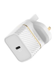 Otterbox UK Fast Wall Charger Bundle with Power Drive 18W USB Type-C Port, with 1 Meter USB Type-C Male to USB-C Cable, White