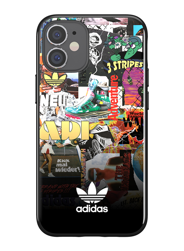 Adidas Snap Apple iPhone 12/12 Pro Colorful Graphic Trefoil Design Mobile Phone Case Cover, Multicolor