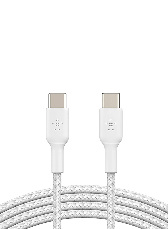 Belkin 2-Meter Boost Charge Braided USB Type-C Cable, USB Type-C Male to USB Type-C, White