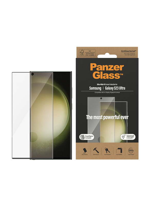 

Panzerglass Samsung Galaxy S23 Ultra Ultra Wide Fit Edge to Edge Tempered Glass Screen Protector, Clear