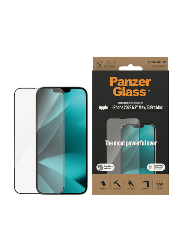 Panzerglass Apple iPhone 14 Plus 2022 Ultra Wide Fit Screen Protector, Black/Clear