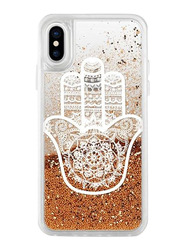 Casetify Apple iPhone XS/X Mobile Phone Case Cover, Glitter Hamsa Hand, Gold/White