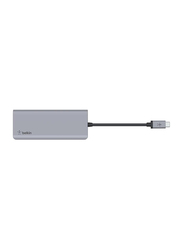 Belkin 7-in-1 Multiport USB Type-C Hub Adapter with 100W Power Delivery for Apple MacBook Pro/Mac Mini/USB Type-C Laptops and Tablets, Grey