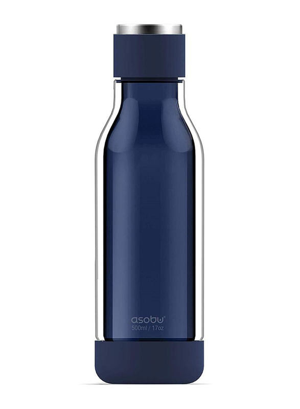 Asobu 17oz Inner Peace Glass & Tritan Encased Travel Water Bottle, ASB-GT50, Blue