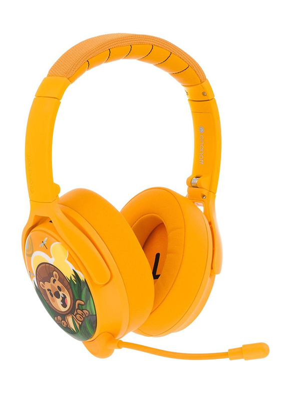 BuddyPhones Cosmos Plus Active Wireless Bluetooth On-Ear Noise Cancellation Headphone for Kids, Sun Yellow