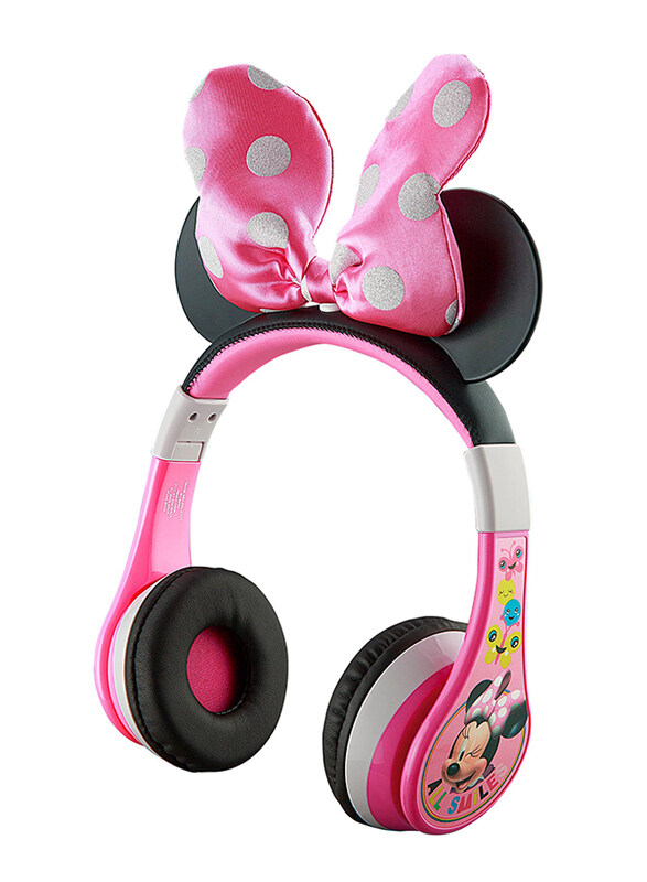 

KidDesigns Minnie Mouse Kid Safe Wireless Bluetooth Headphone for Kids, Pink/Black