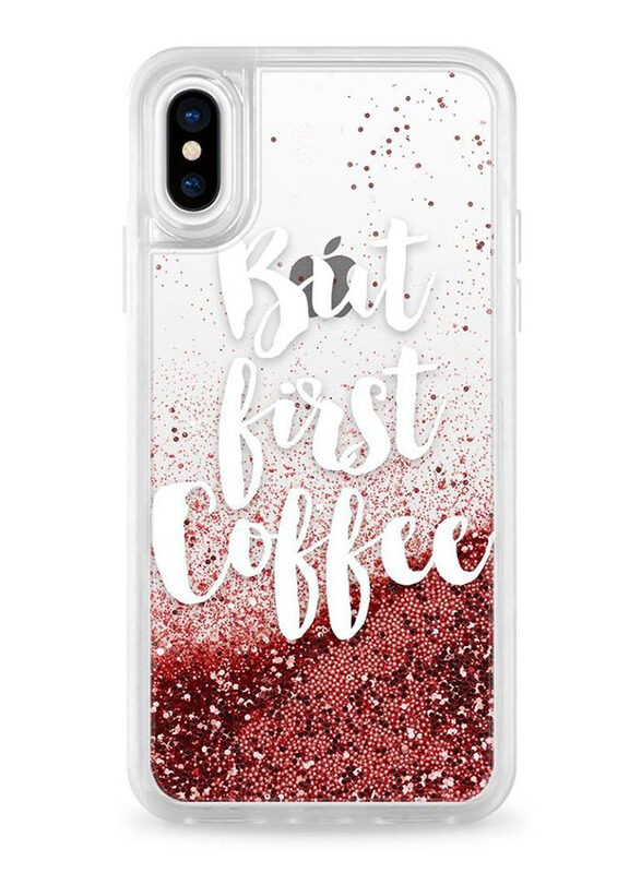 

Casetify Apple iPhone XS/X Mobile Phone Case Cover, Glitter But First Coffee, Rose Gold