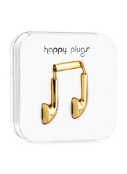 Happy Plugs Deluxe 3.5mm Jack In-Ear Earbuds with Mic, Gold