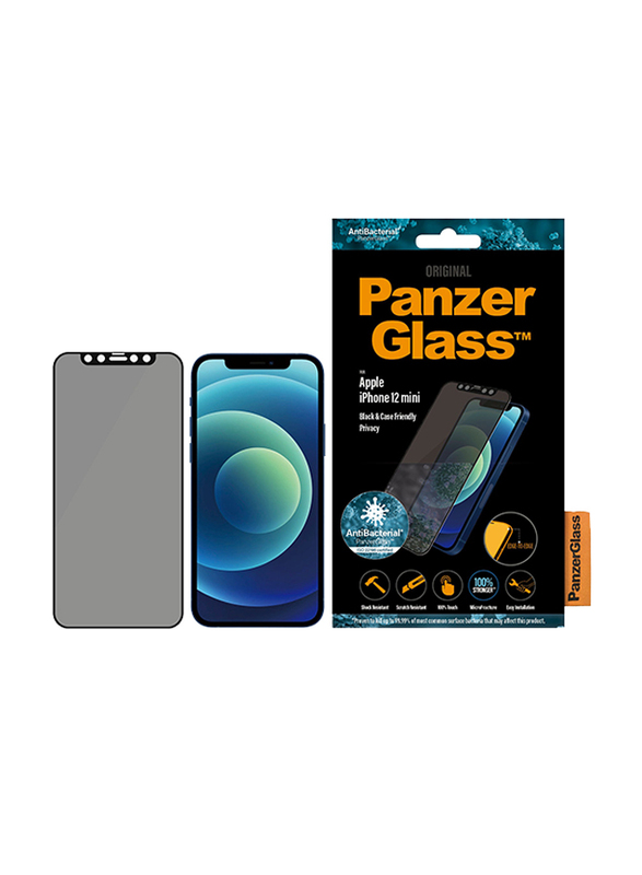 Panzerglass Apple iPhone 12 Mini Privacy Edge-to-Edge Tempered Glass Mobile Phone Screen Protector, Black