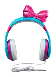 KidDesigns Jojo Siwa Kid Safe Wired Headphone for Kids, Blue/Pink/White