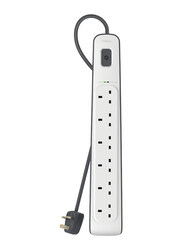 Belkin 6-Way Heavy Duty Electrical Extension Socket with Surge Protection Strip and 2 Meters Power Cord, White