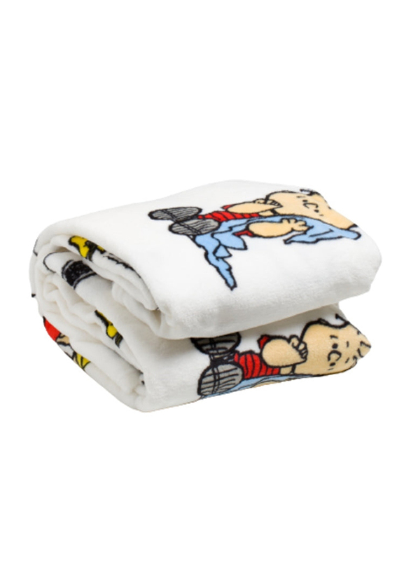 Kanguru Deluxe Peanuts Wearable Blanket Fleece Blanket with Sleeves & Pocket, Multicolour
