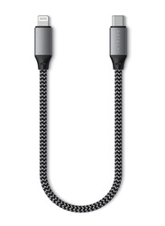 Satechi 25cm Braided Nylon Lightning Charging Cable, USB Type-C Male to Lightning for Apple Devices, Grey