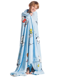Kanguru Snoopy Rolled Plaid Fleece Blanket, Multicolour