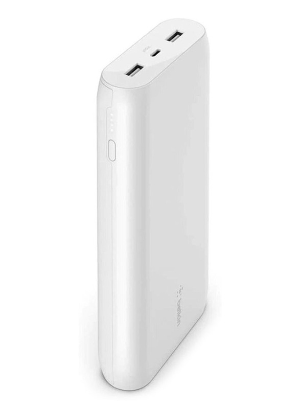 Belkin 20000mAh Boost Charge USB Type-C Power Bank, Powerful 15W Tablet and Smartphone Charger with Cable, White