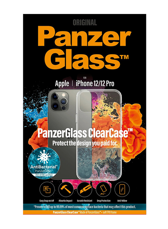 PanzerGlass Apple iPhone 12/12 Pro Drop Protection Anti-Microbial Treated Mobile Phone Case Cover, Clear