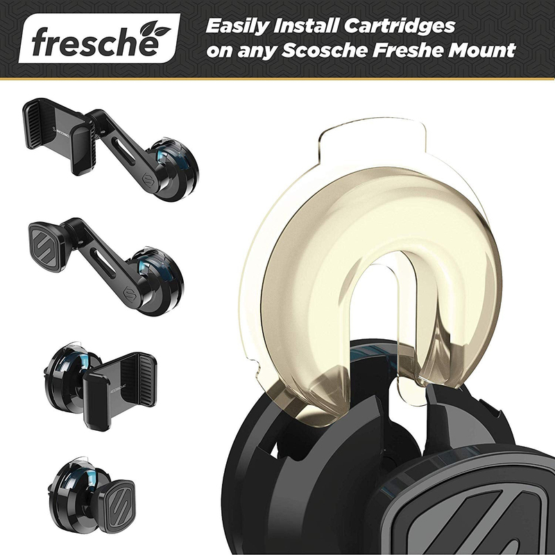 Scosche Universal Fresche Car Mount with 2 Packs Air Freshener Refill Cartridges, Vanilla Grey