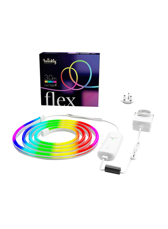 Twinkly 3-Meter Flex Starter Kit 300 LED RGB App Controlled Flexible Light Tube with Stunning 16 Million Colors, Indoor Smart Home Decoration light, BT + WiFi Connectivity, Gen II, Multicolour
