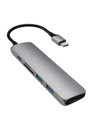 Satechi Aluminum USB Type-C Slim Multi Port Adapter V2 for USB Type-C Devices, Space Grey