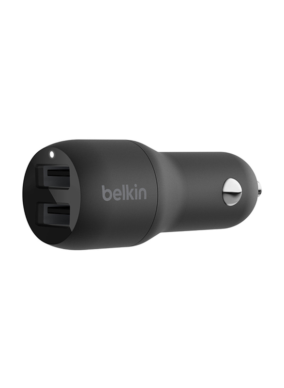 Belkin Boost Charge Car Charger, Dual USB Type A Port, 24W, Black