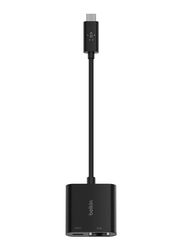 Belkin USB Type-C to Gigabit Ethernet and USB-C PD (Power Only) Adapter for Mac/Windows Laptops/USB-C Devices, Black