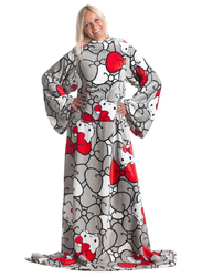 Kanguru Deluxe Hello Kitty Wearable Blanket Fleece Blanket with Sleeves & Pocket, Multicolour