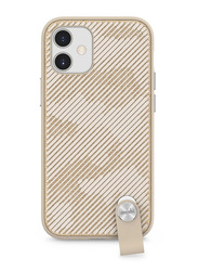 Moshi Apple iPhone 12 Mini Altra Drop Protection Detachable Wrist Strap Antimicrobial Slim Shell Mobile Phone Case Cover with Snapto System & Wireless Pass-Through Charging Compatible, Beige