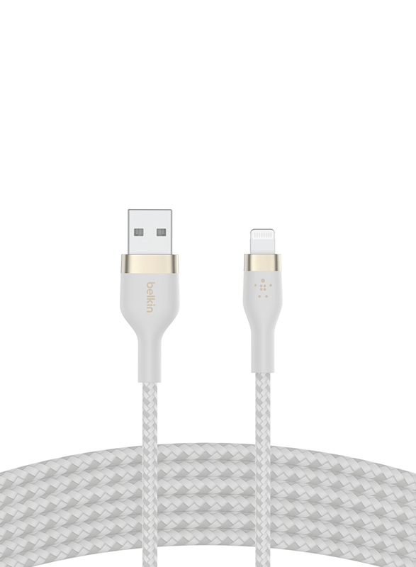 Belkin 3-Meter Boost Charge Pro Flex Lightning Cable, USB Type A to Lightning for Apple Devices, White