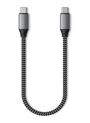 Satechi 25cm Braided Nylon USB Type-C Charging Cable, USB Type-C Male to USB Type-C for Tablets, Grey