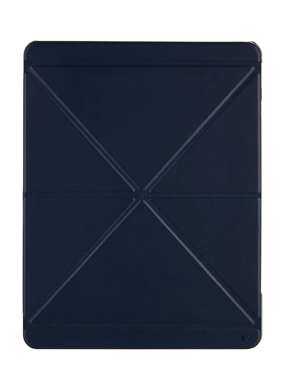 Case-Mate Apple iPad 10.2-inch (7th Gen) Origami Design 360 Protection Leather Tablet Flip Case Cover with Multiple Viewing Mode & Auto Sleep/Wake, Clear/Navy Blue