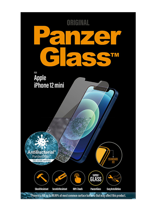 PanzerGlass Apple iPhone 12 Mini Standard Fit Mobile Phone Tempered Glass Screen Protector, Clear