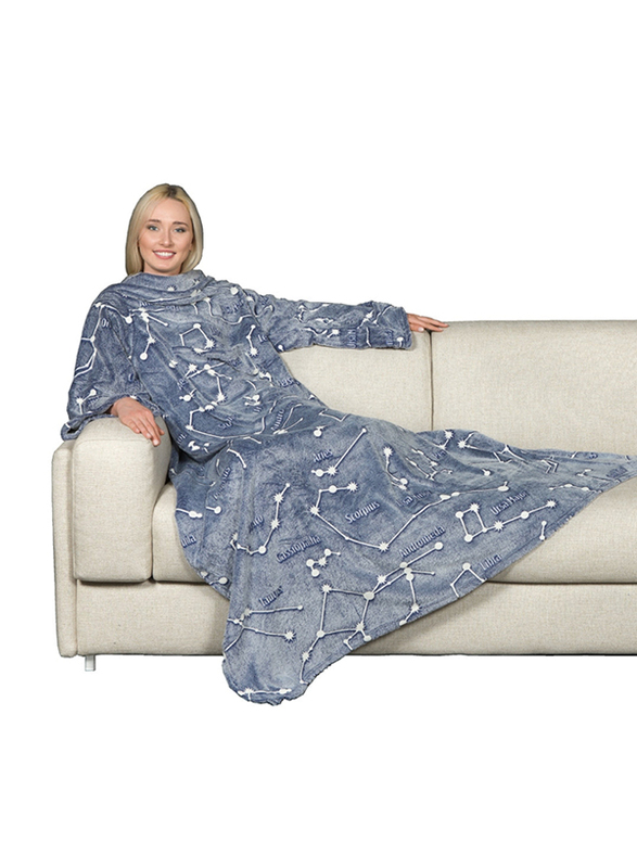 Kanguru Deluxe Glow Constellation Wearable Blanket Fleece Blanket with Sleeves & Pocket, Multicolour