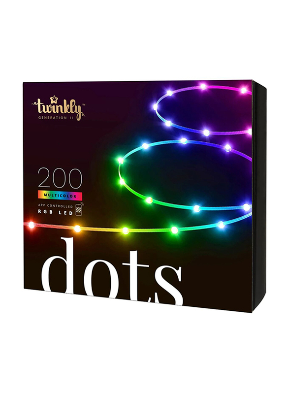 Twinkly 10-Meter Dots Starter Kit 200 LED RGB App Controlled LED Light String with Impressive 16 Million Colors, Indoor Smart Home Decoration Light, BT + WiFi Connectivity, Gen II, Multicolour