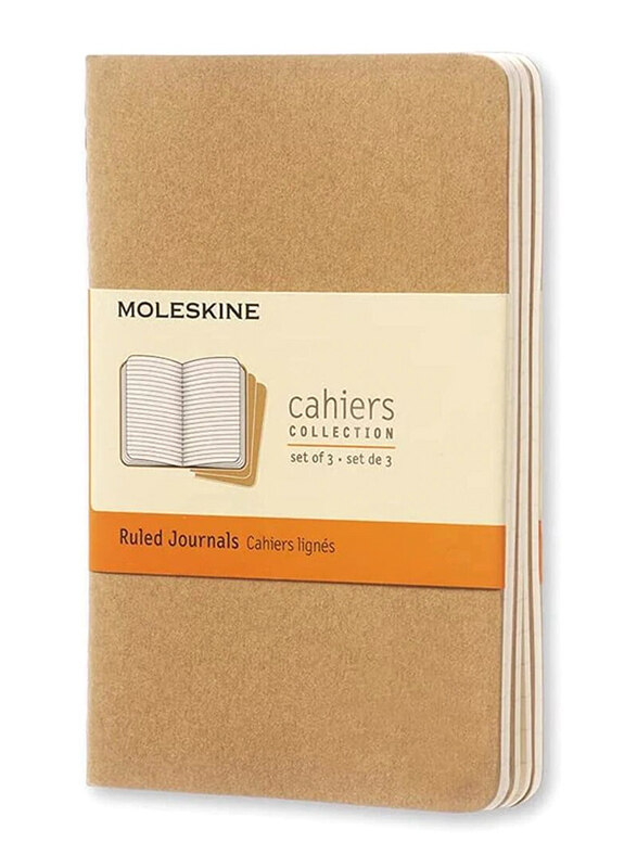 

Moleskine Cahier Journal Notebooks with Ruled Pages, 3-Piece, 9 x 14cm, Kraft Brown
