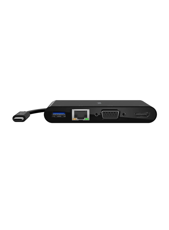 Belkin USB Type-C to HDMI/VGA/USB Type-A/Gigabit Ethernet Adapter for Mac/Windows Laptops/USB-C Devices, Black