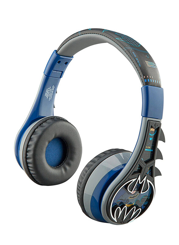 

KidDesigns Batman Kid Safe Wireless Bluetooth Headphone for Kids, Blue/Grey
