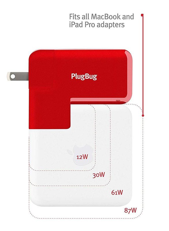Twelve South PlugBug Duo All in One Charger for Apple MacBook, Red/White