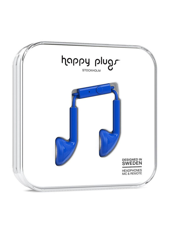 

Happy Plugs Earbud 3.5mm Jack In-Ear Earphones with Mic, Cobalt